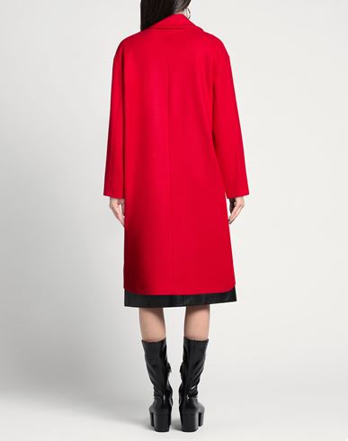 Woman Coat Red Size 6 Polyester, Acrylic, Wool