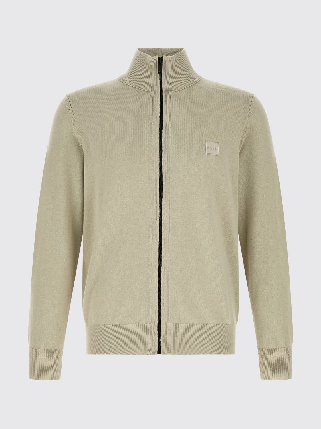 Zip-neck embroidered square detail cardigan - Green