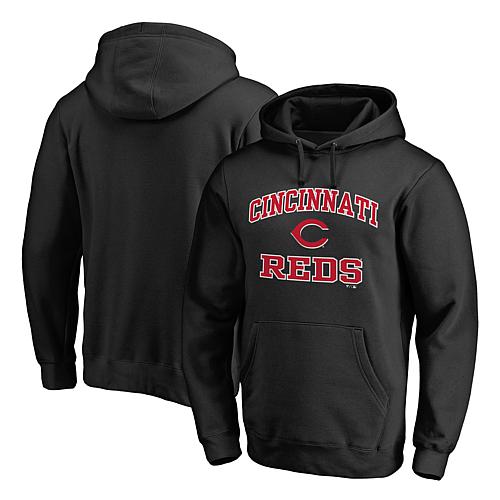 Men's Fanatics Black Cincinnati Reds Heart & Soul Fitted Pullover Hoodie
