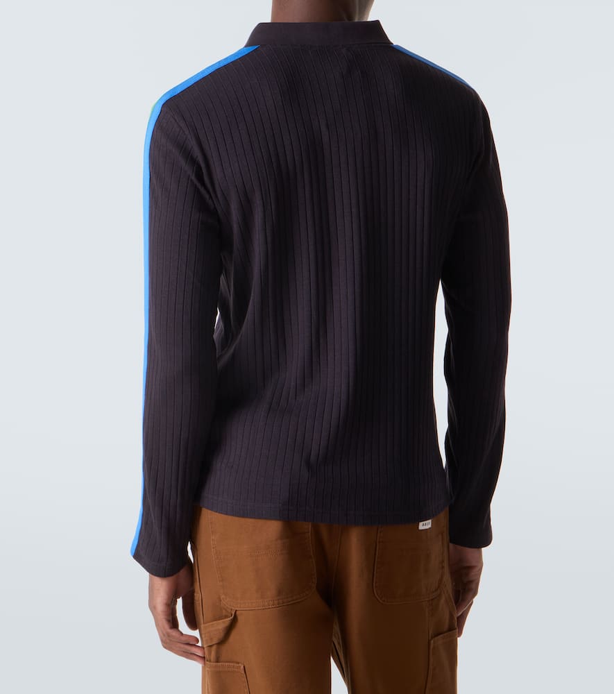 Ribbed-knit polo sweater
