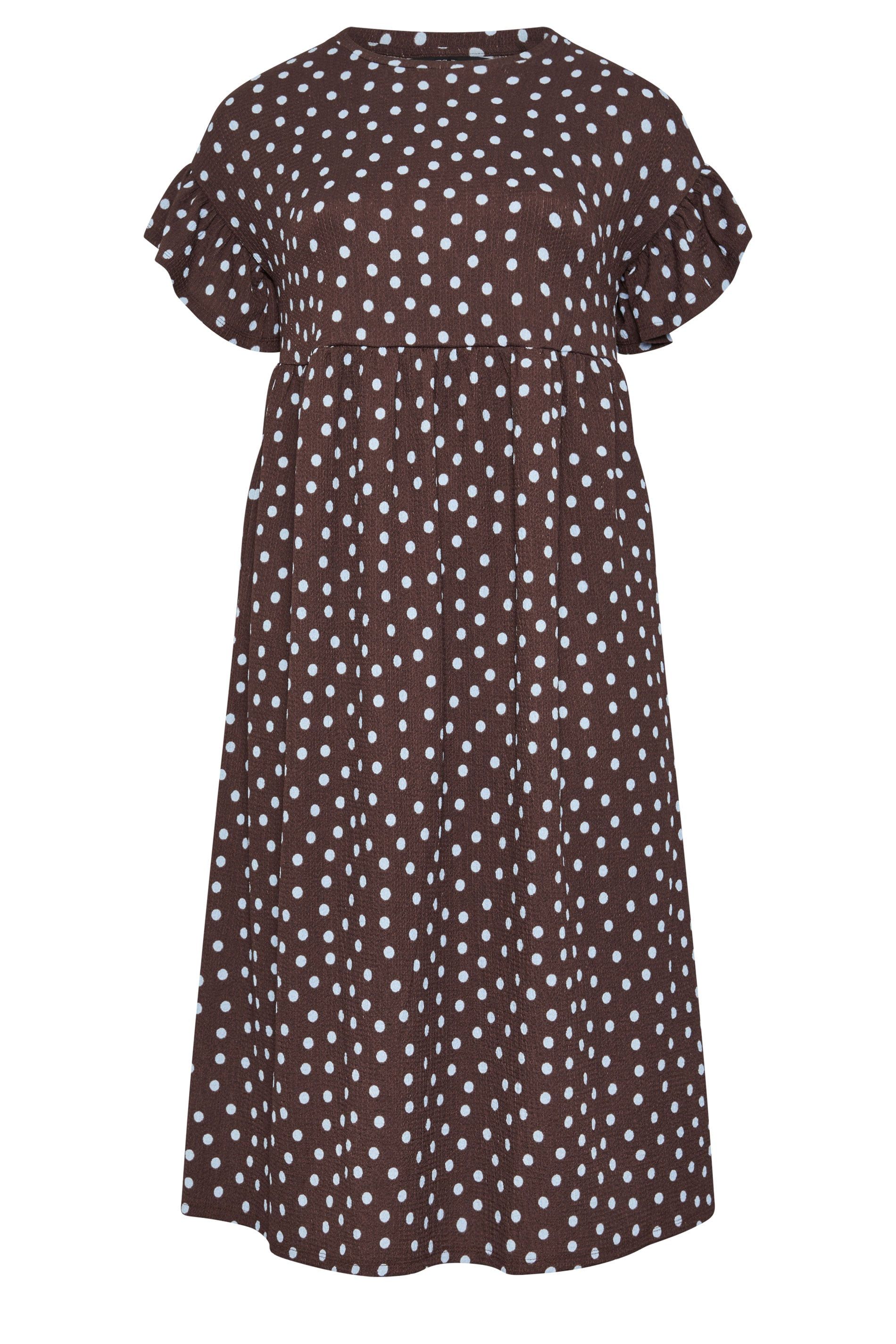 Yours Women's Polka Dot Maxi Dress in Chocolate