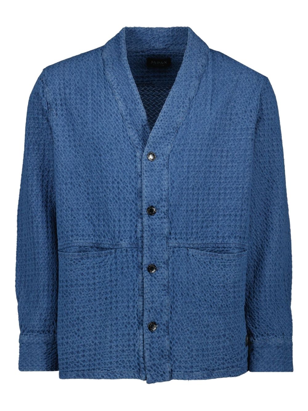 Waffle-weave cotton shirt - Blue