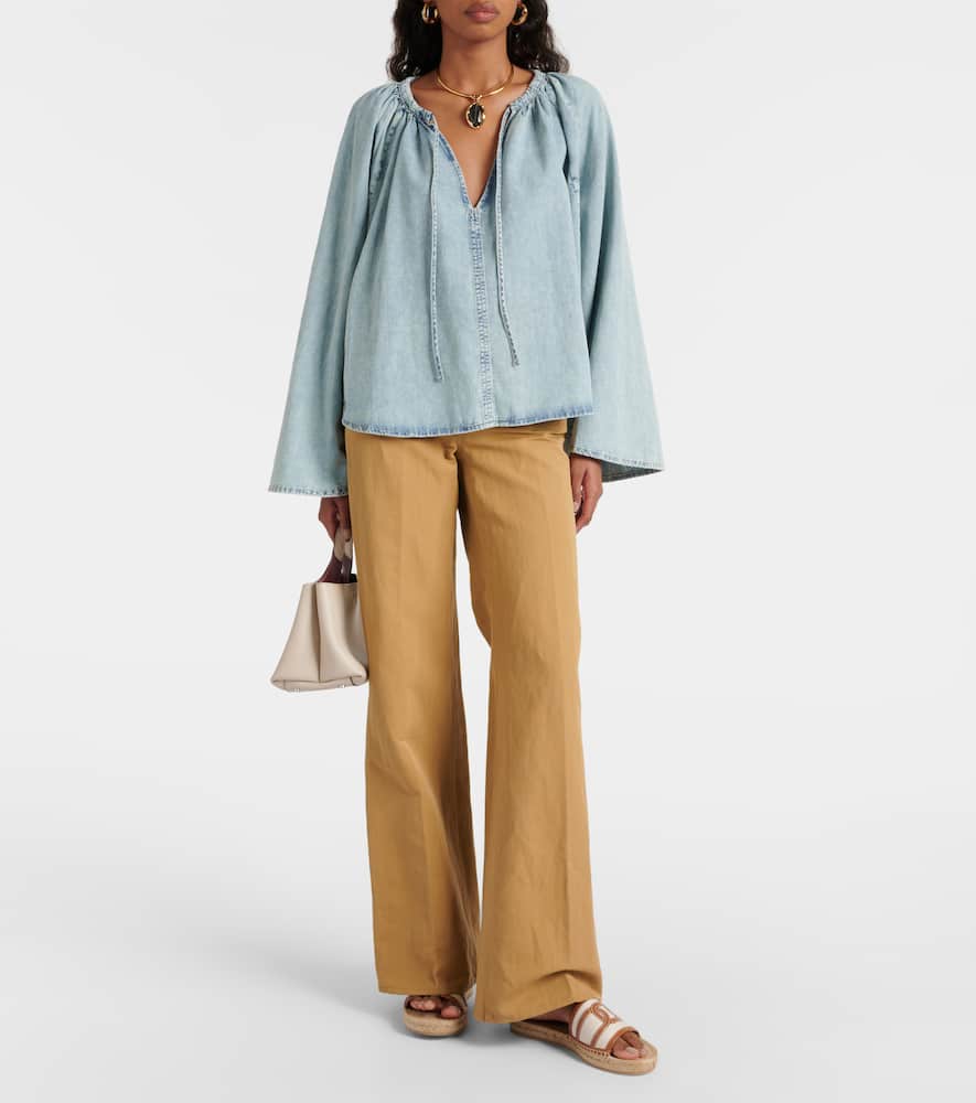 Cotton and linen denim top