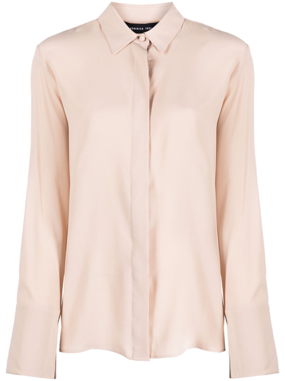 Long-sleeve silk-blend shirt - Neutrals