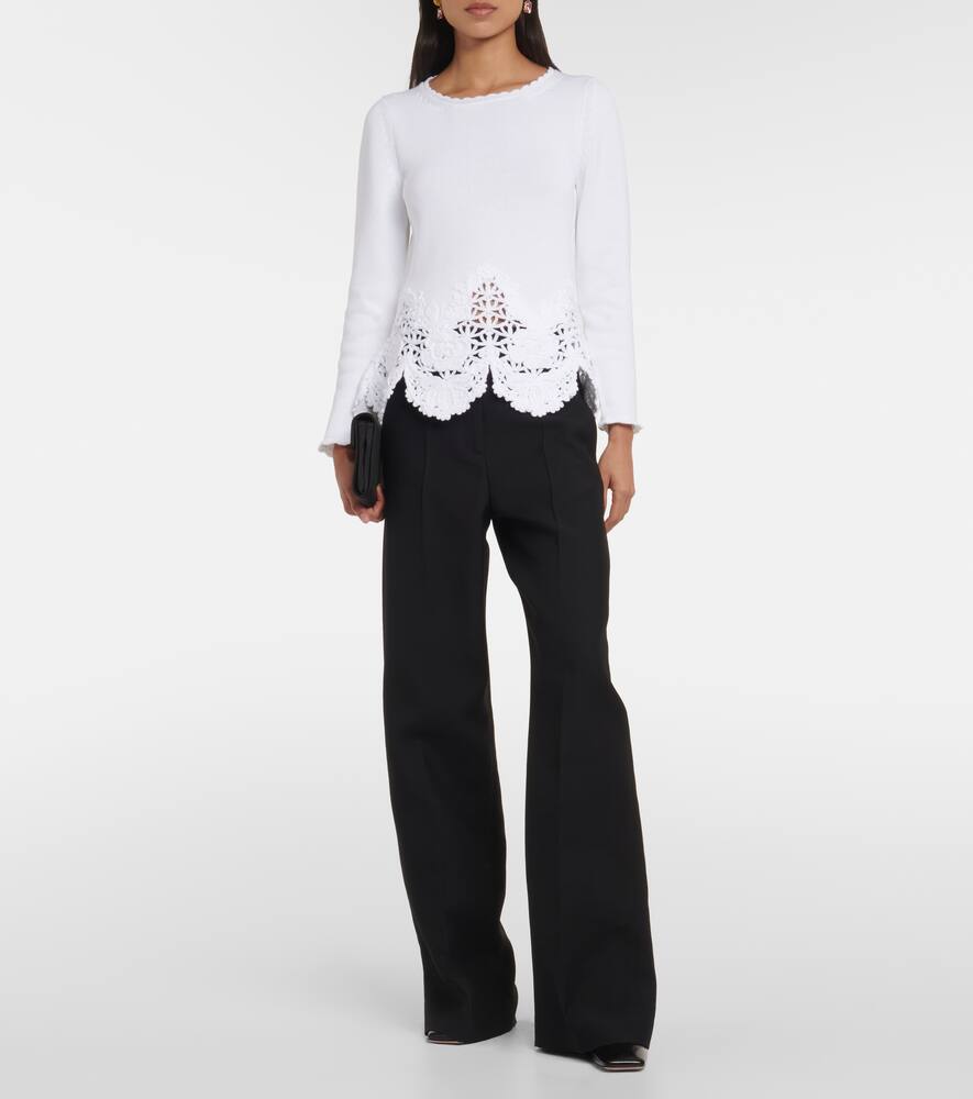 Lace-trimmed cotton sweater