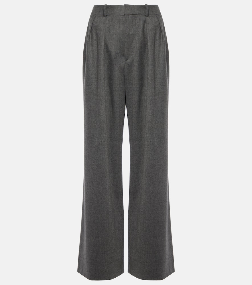 Low-rise wool flannel wide-leg pants