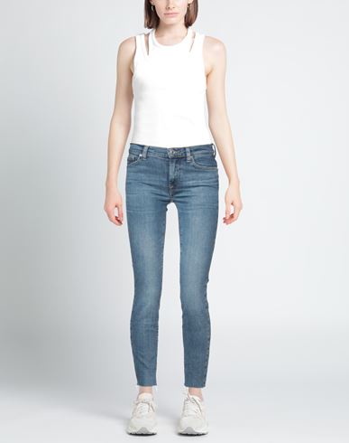 Woman Jeans Blue Size 23 Cotton, Elastane