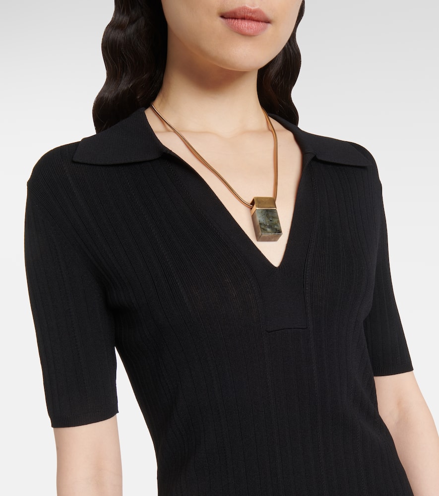 Ribbed-knit polo shirt