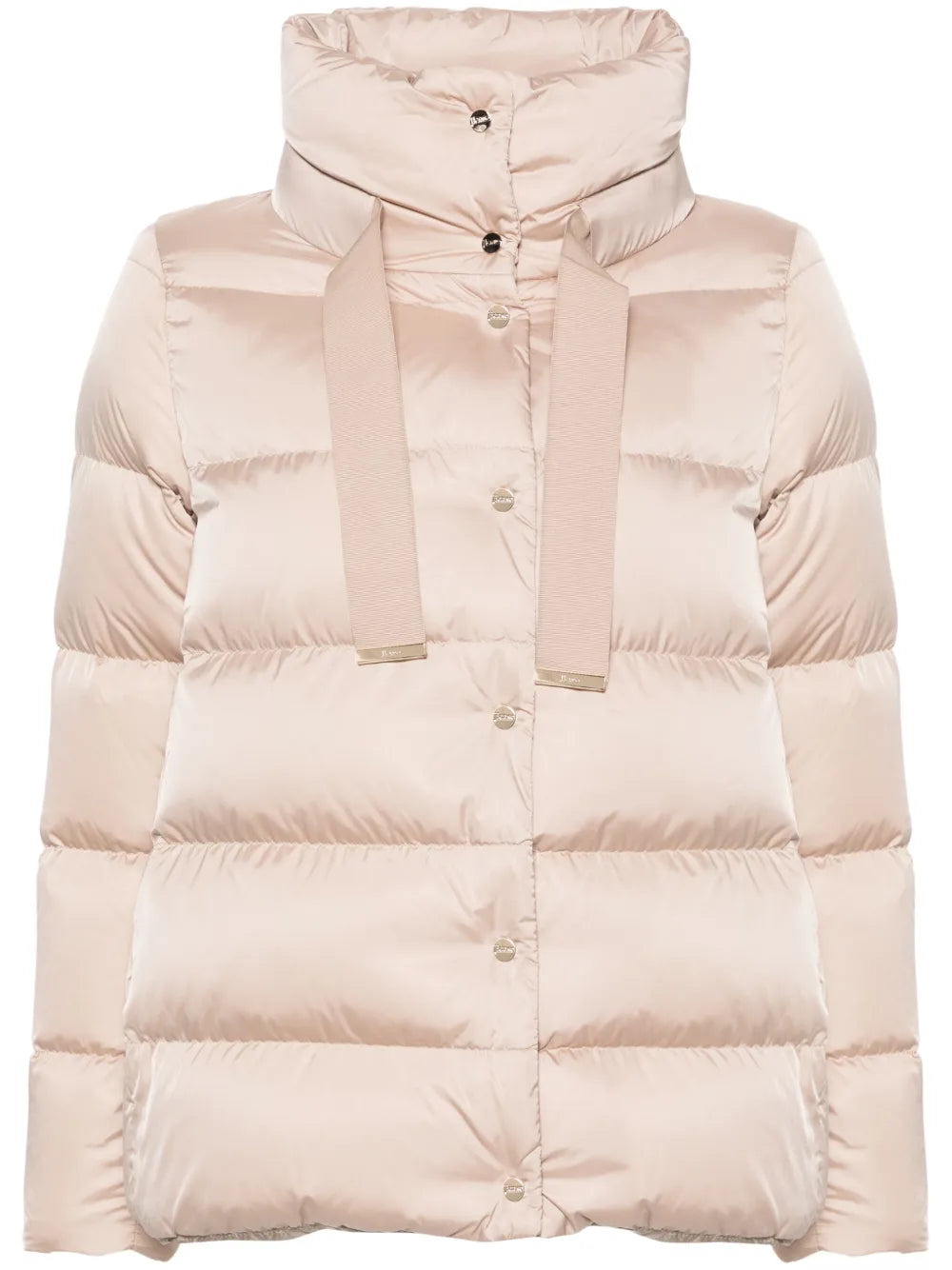 Logo-Plaque Puffer Down Jacket — beige