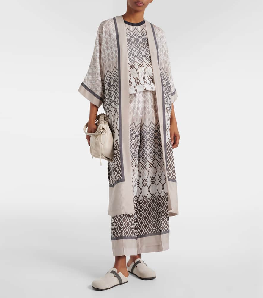 Printed silk wide-leg pants
