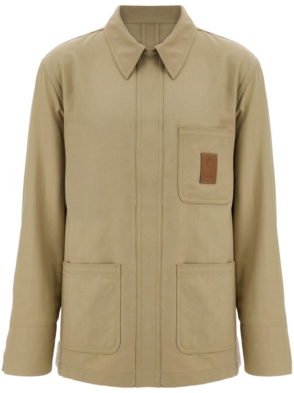 Gabardine-weave shirt jacket - Green