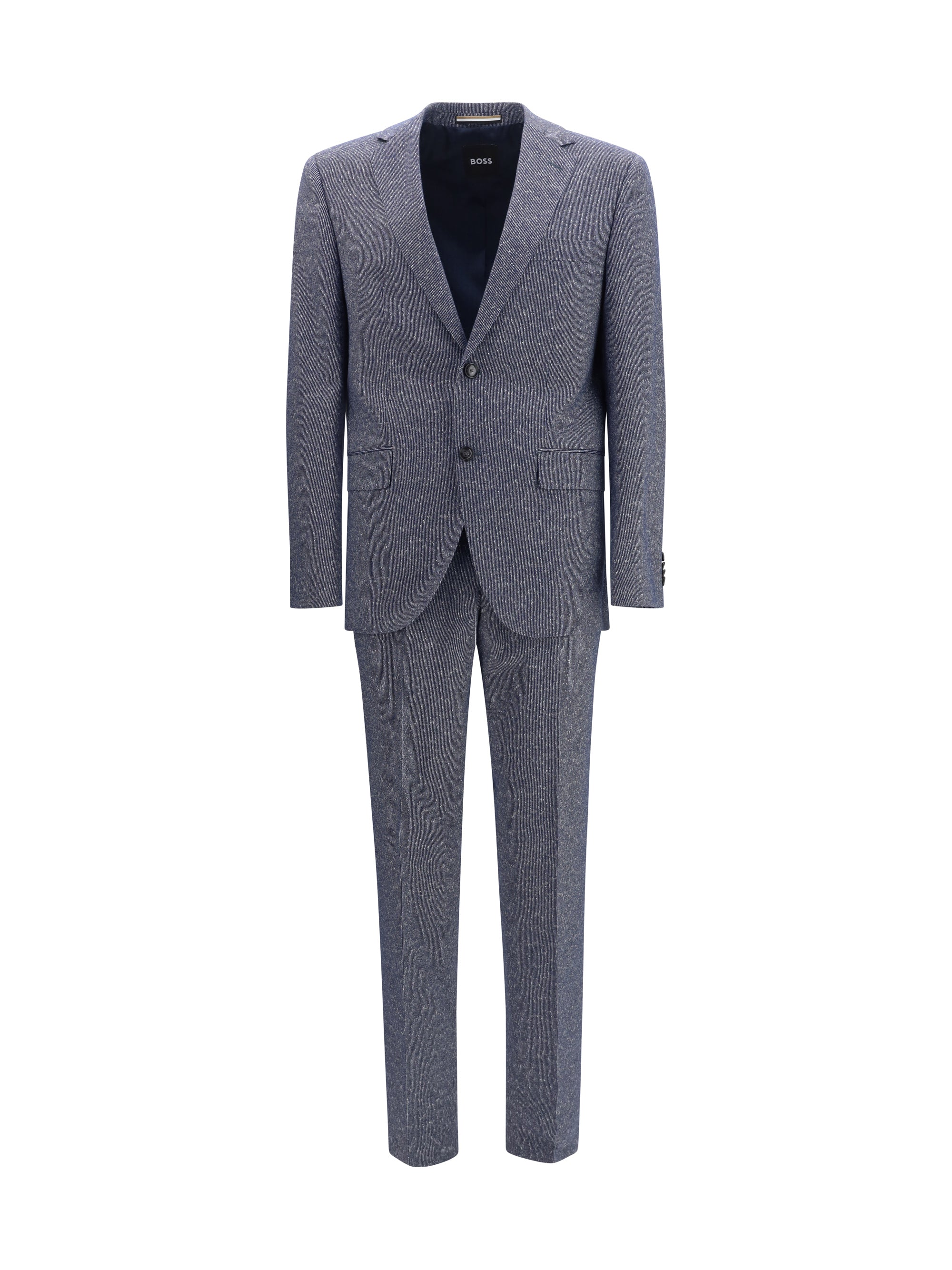 Striped Viscose-Cotton Blend Suit — Gray