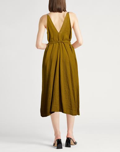 Forte_forte Woman Midi dress Military green Size 2 Linen, Cupro