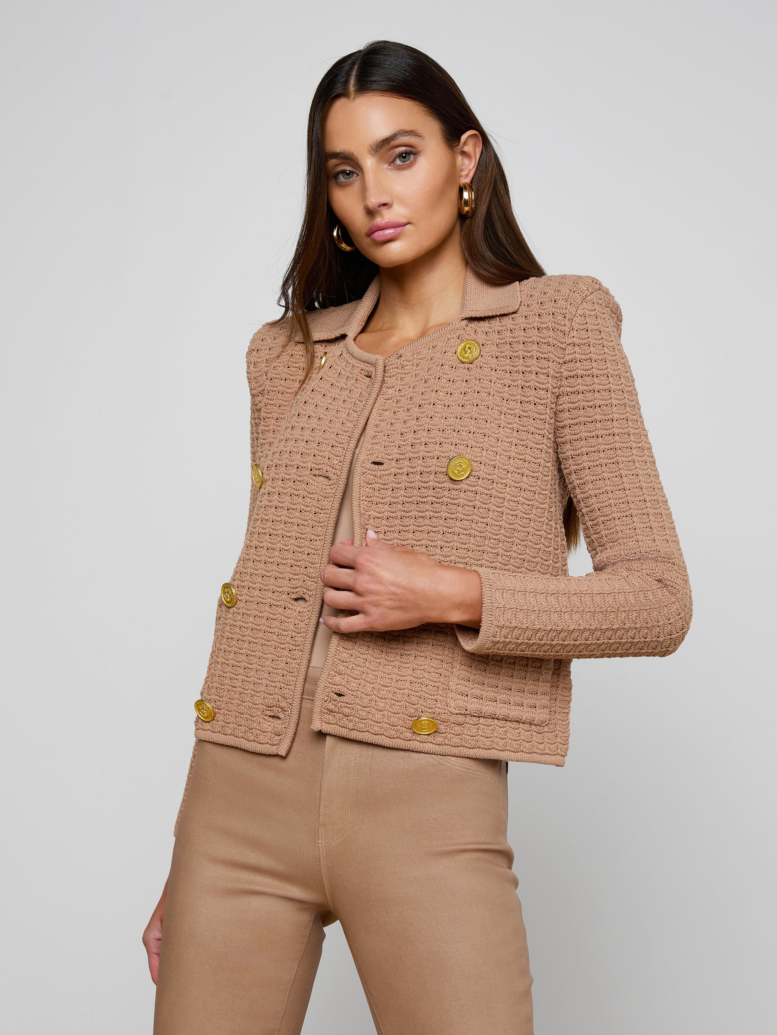 Charlie Knit Jacket In Cappuccino/gold