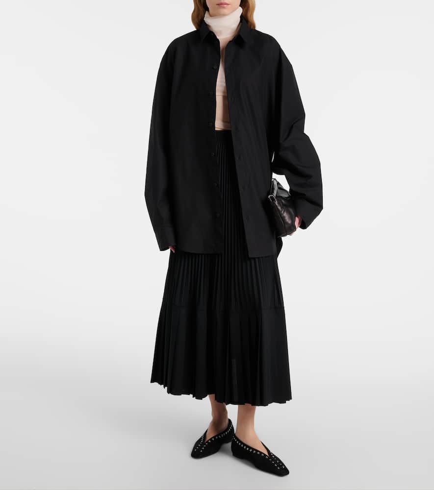 Plissé wool-blend maxi skirt