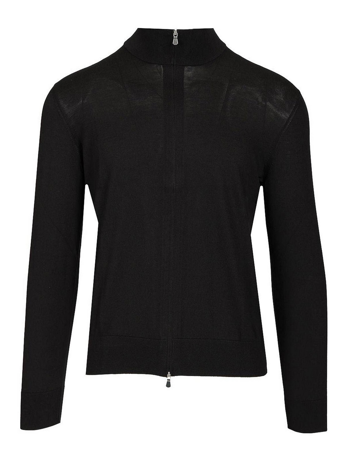 Cotton And Silk High Neck Zip Sweater