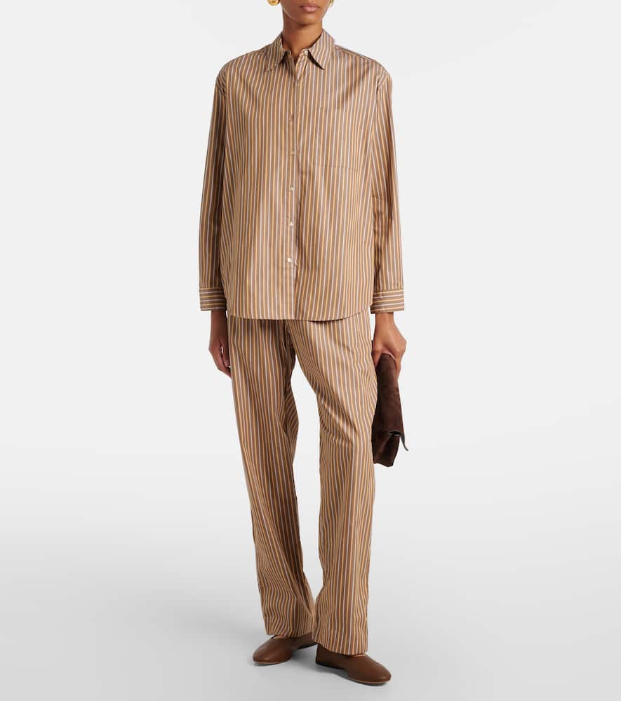 Yoshi striped cotton-blend twill shirt