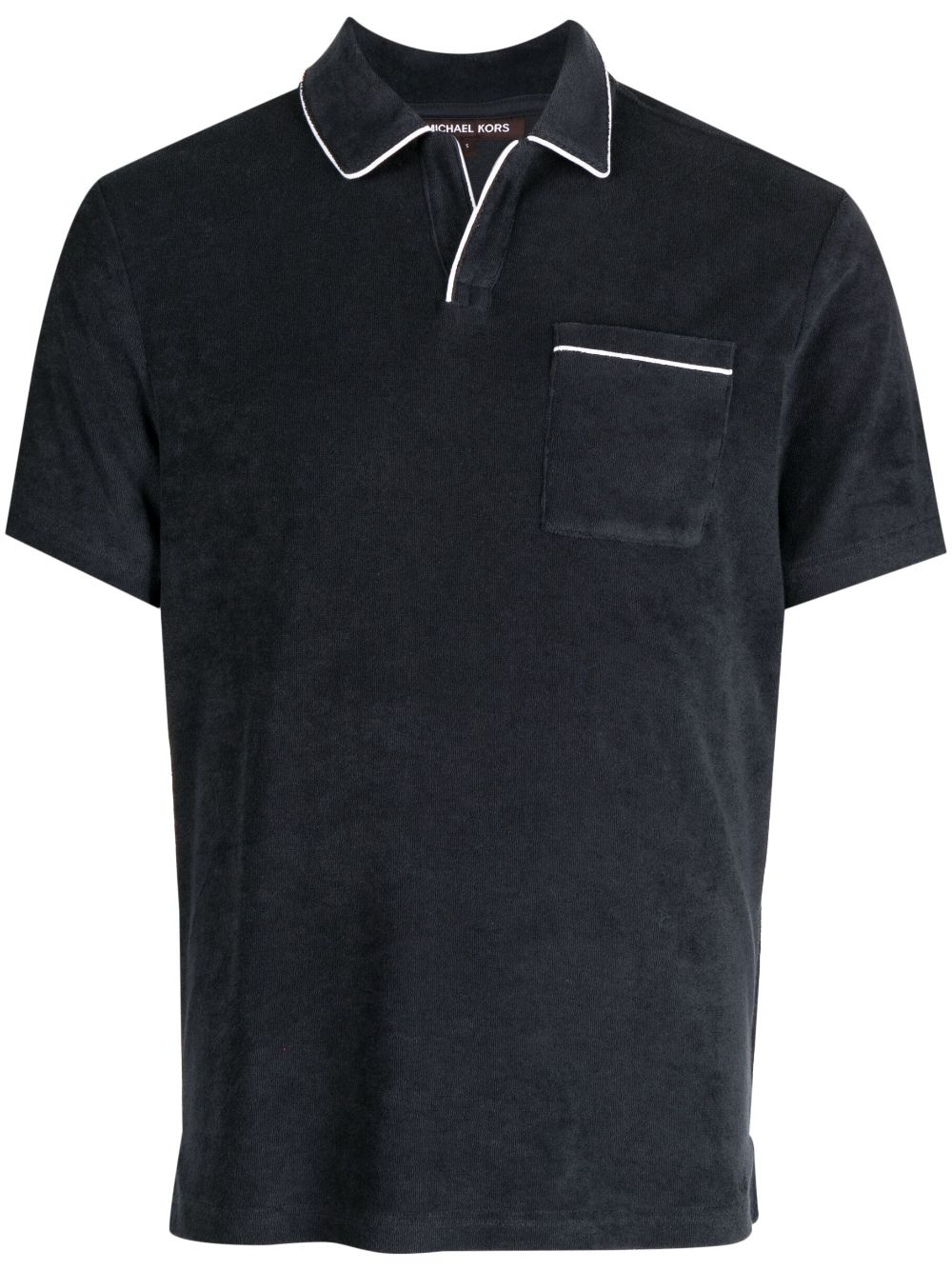 Terry-cloth contrasting-trim polo shirt - White