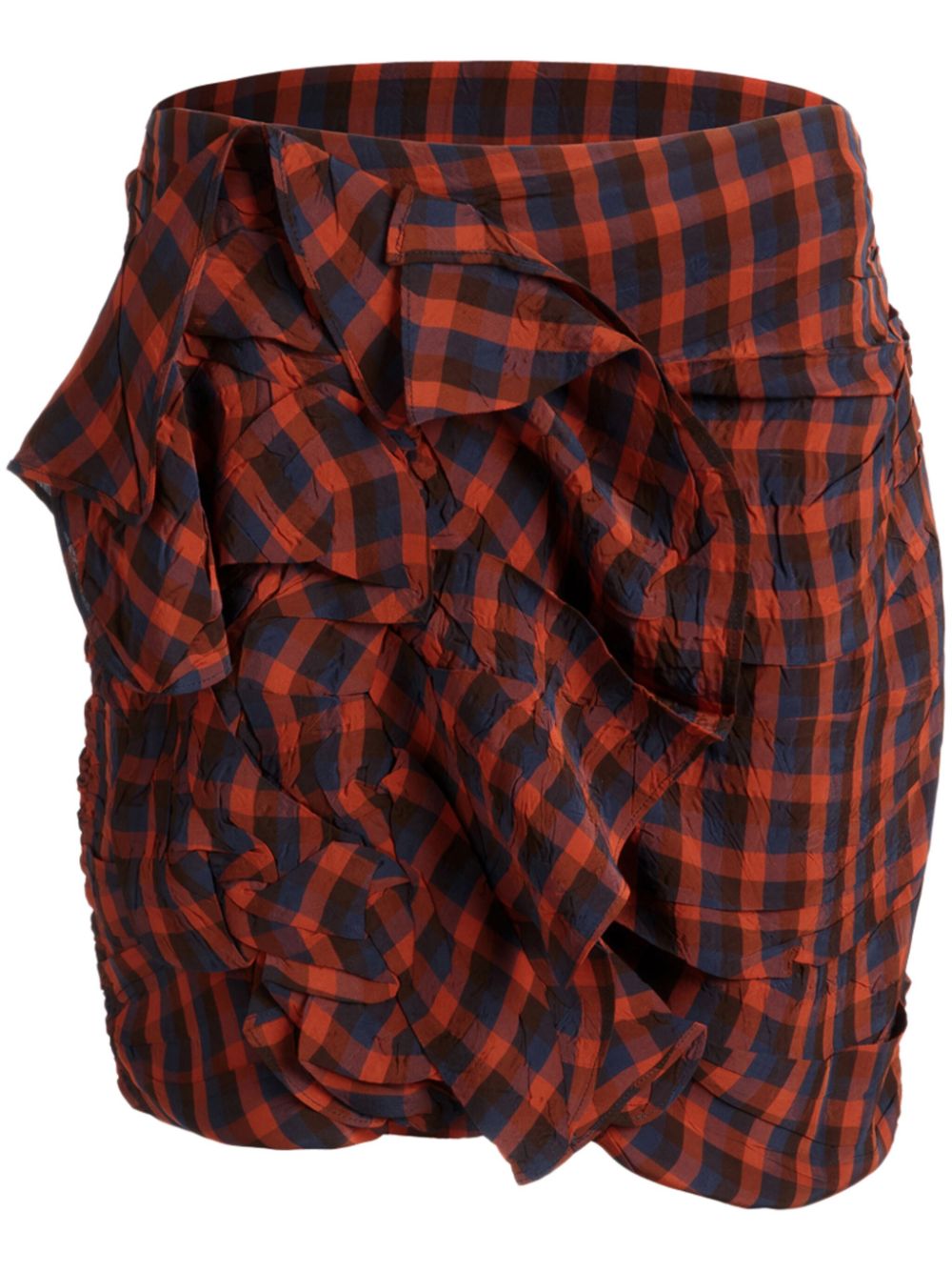 Checked ruched mini skirt - Red