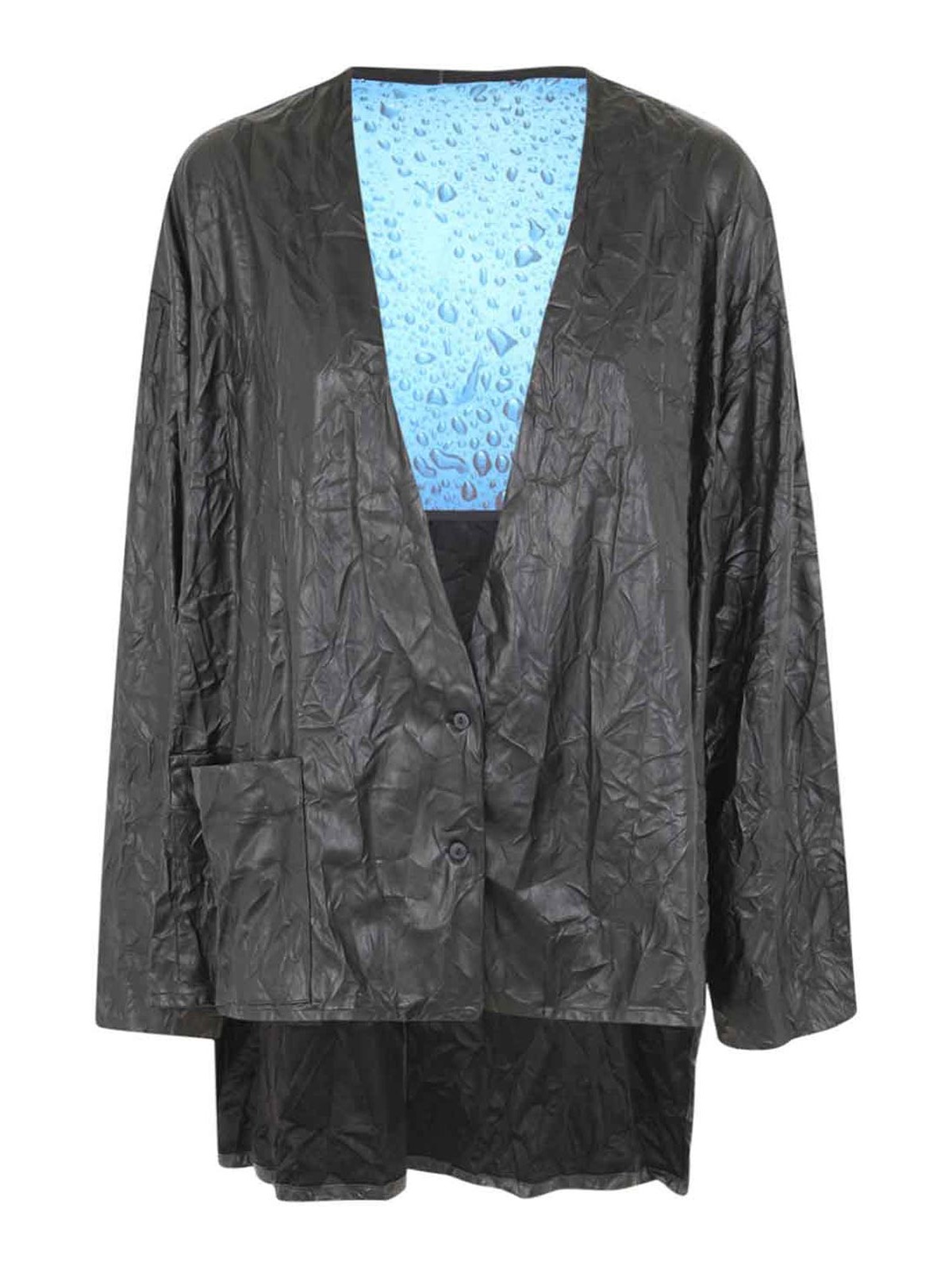 Crinkled faux leather sweater