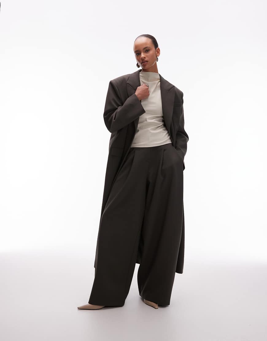 Oversized manzy maxi blazer in olive-Green