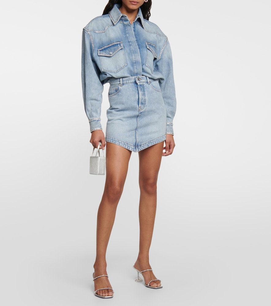 Embellished denim miniskirt