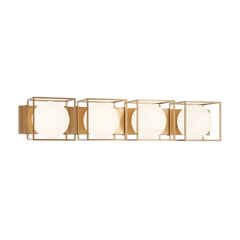 Aged Gold Brass Four Light Wall Sconce from the Squircle Collection