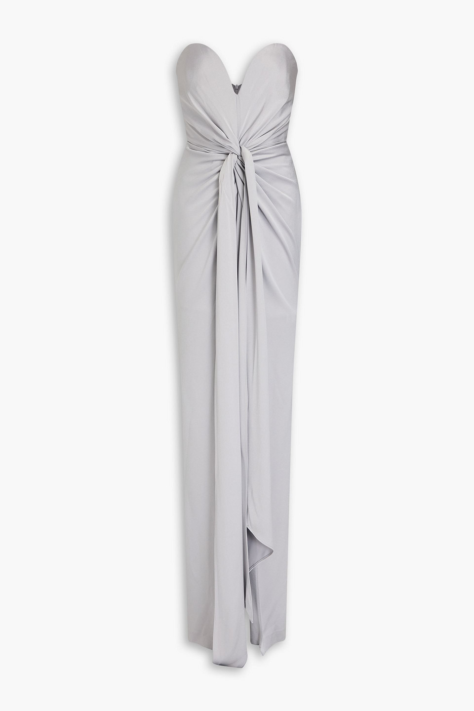 Strapless draped satin-crepe gown