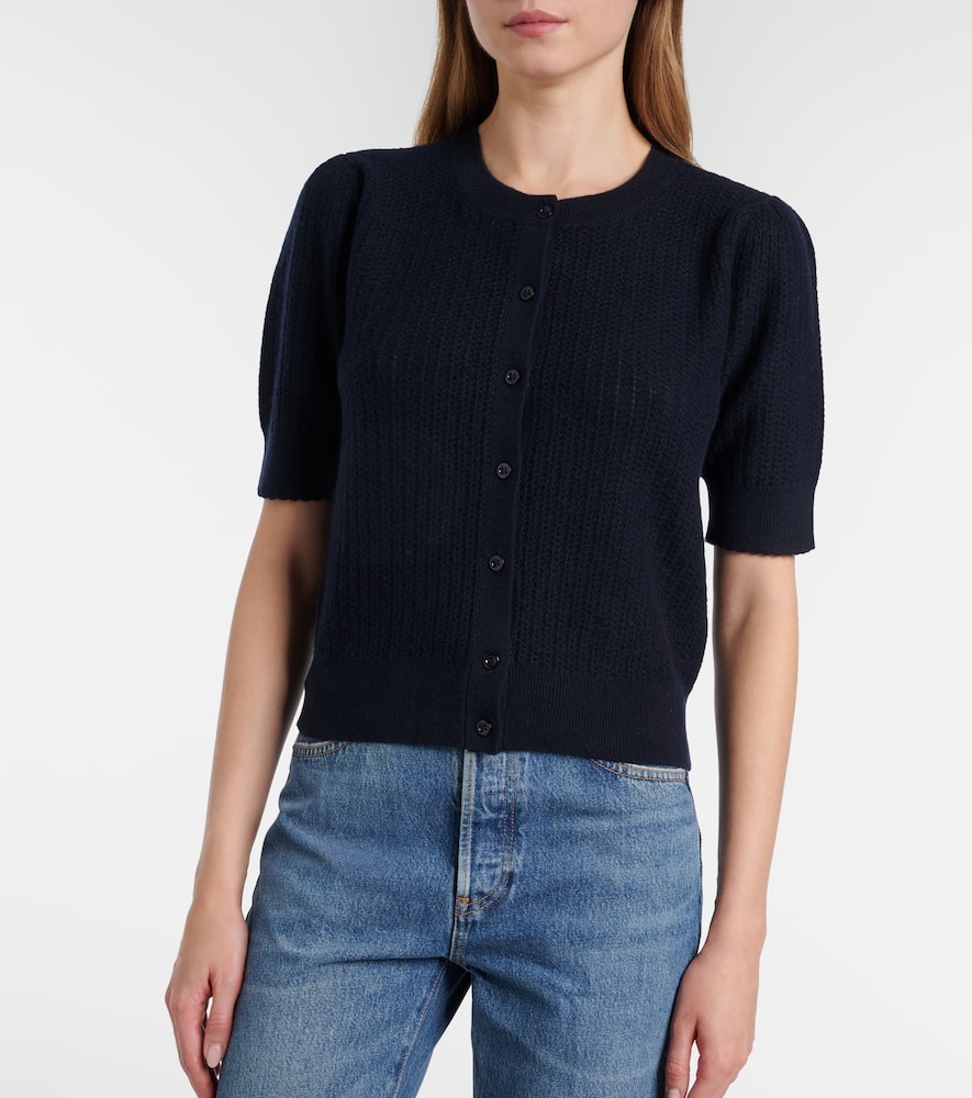 Ladder pointelle cashmere cardigan