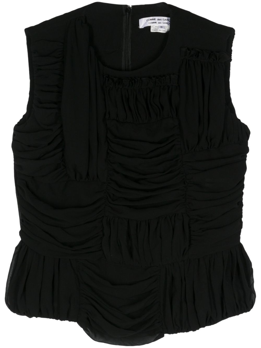 Ruched sleeveless top - Black