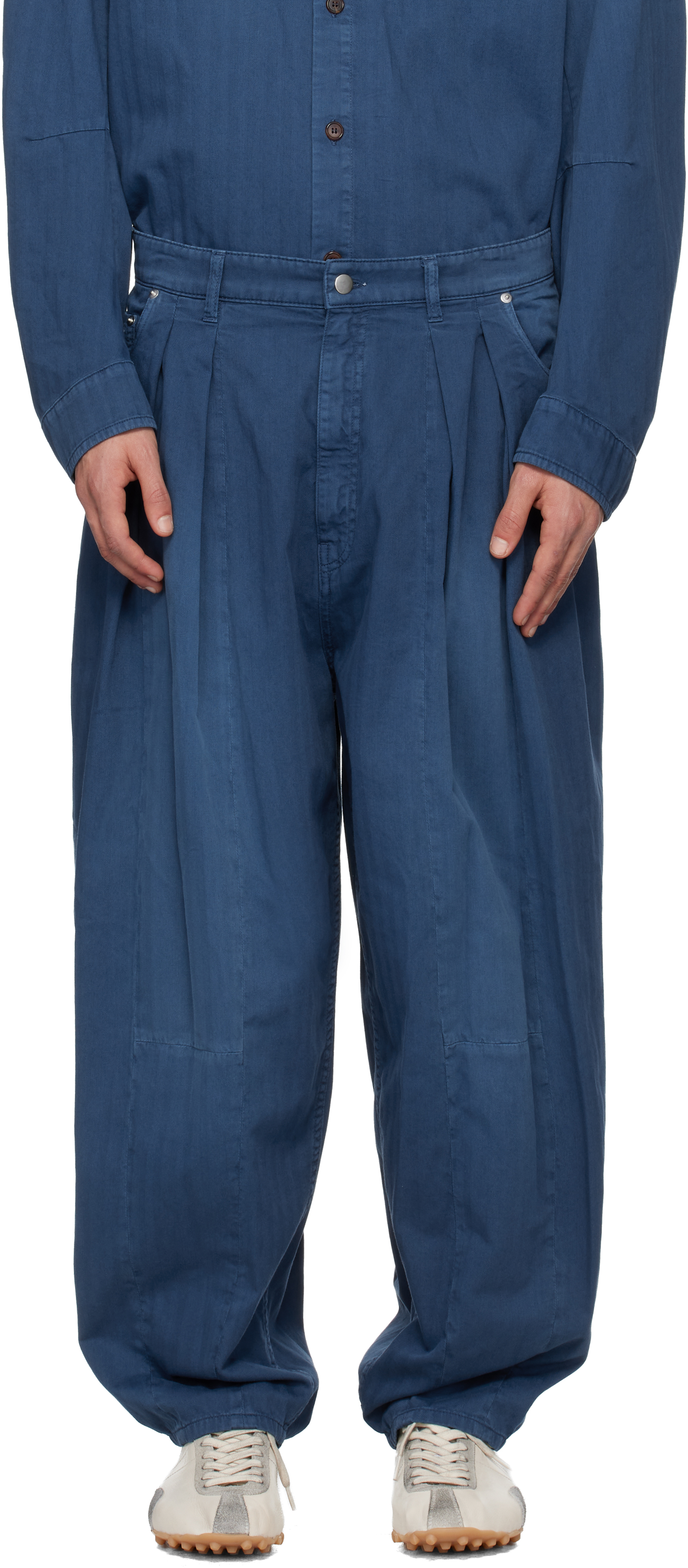 Blue Pleated Jeans