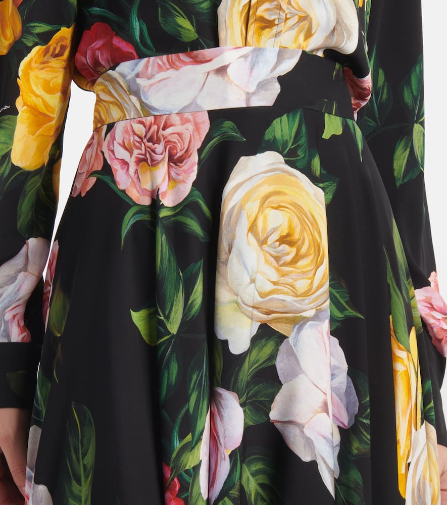 Floral silk-blend charmeuse midi skirt