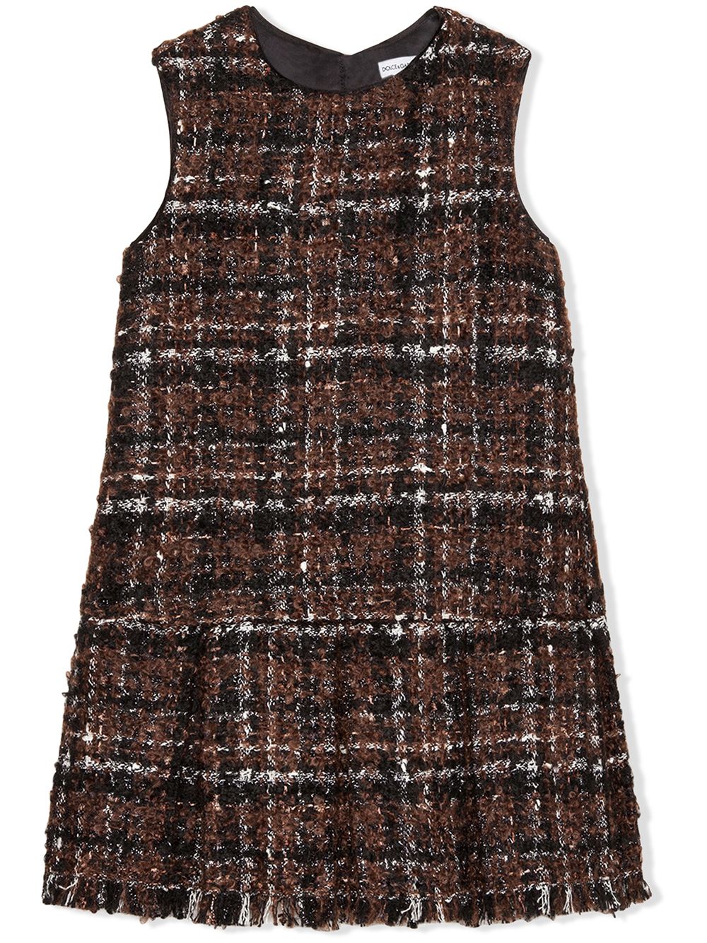 Tartan-check tweed dress - Brown