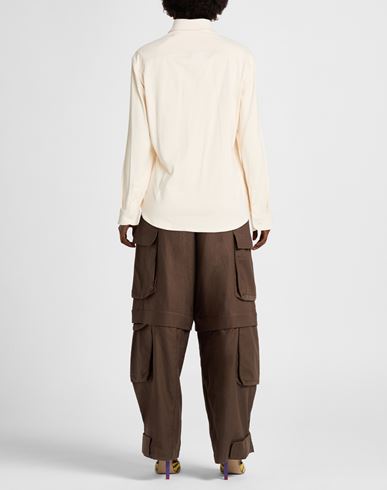 Woman Shirt Cream Size M Cotton, Elastane