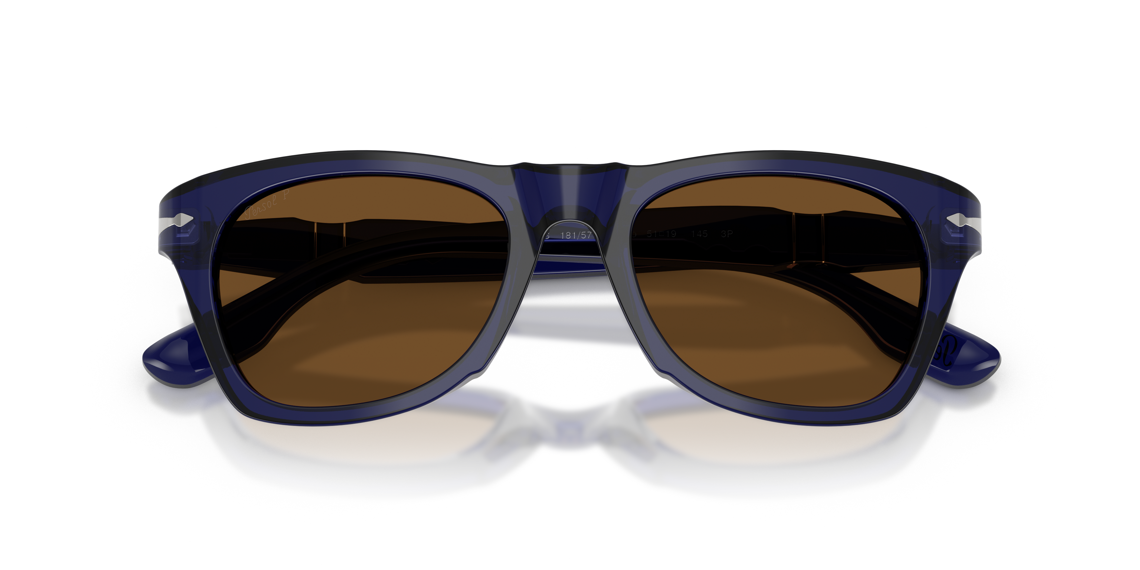 Persol Unisex Persol PO8001S 181/57 Occhiali da sole Acetato Blu Marrone Pantos Polarizzata