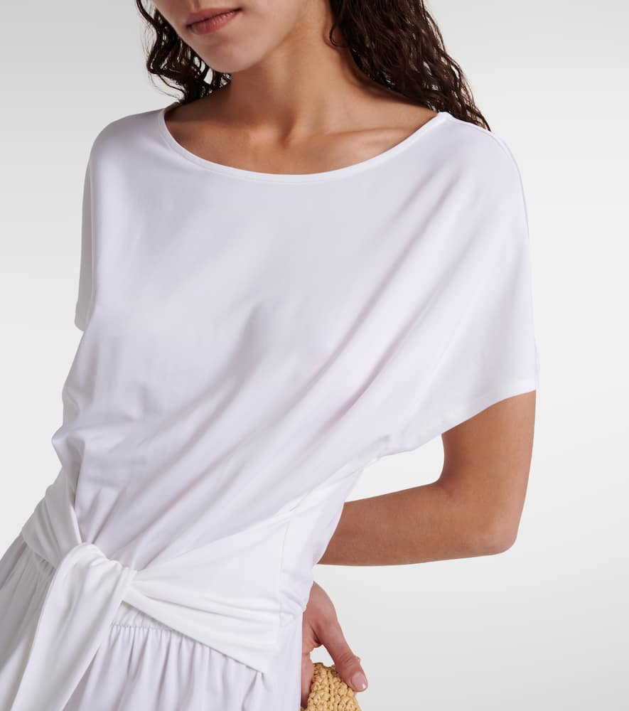 Belted jersey midi dress