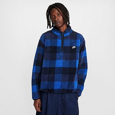 Men's Club Winterized Fleece Half-Zip Top in Dark Obsidian/Game Royal/Midnight Navy