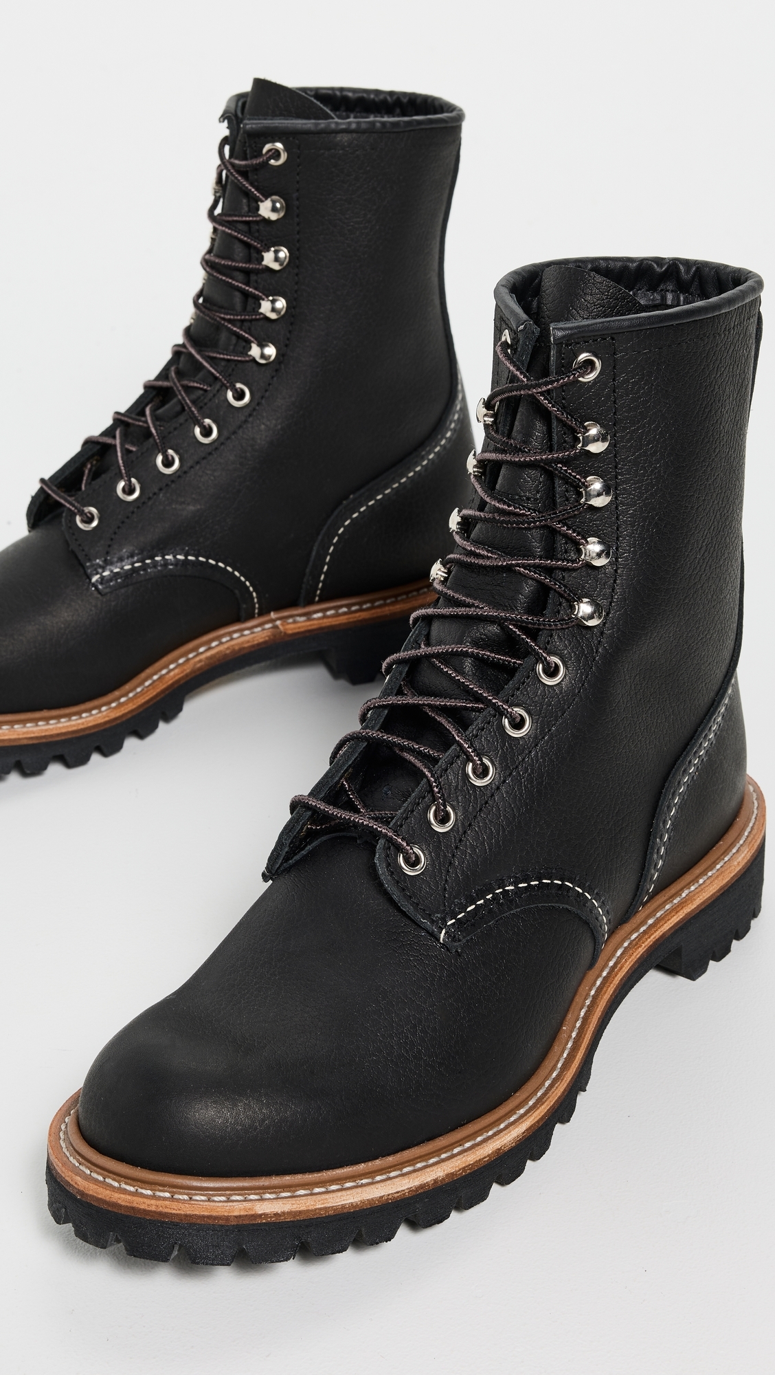 Logger Oil Slick Leather Boots 8 Black Oil Slick
