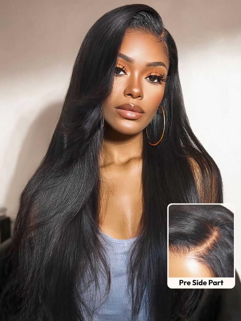 [24''=$99] 13x4 Pre-Everything™ Lace Frontal Side Part Layered Straight Drawstring Wig With Side-Swept Bang