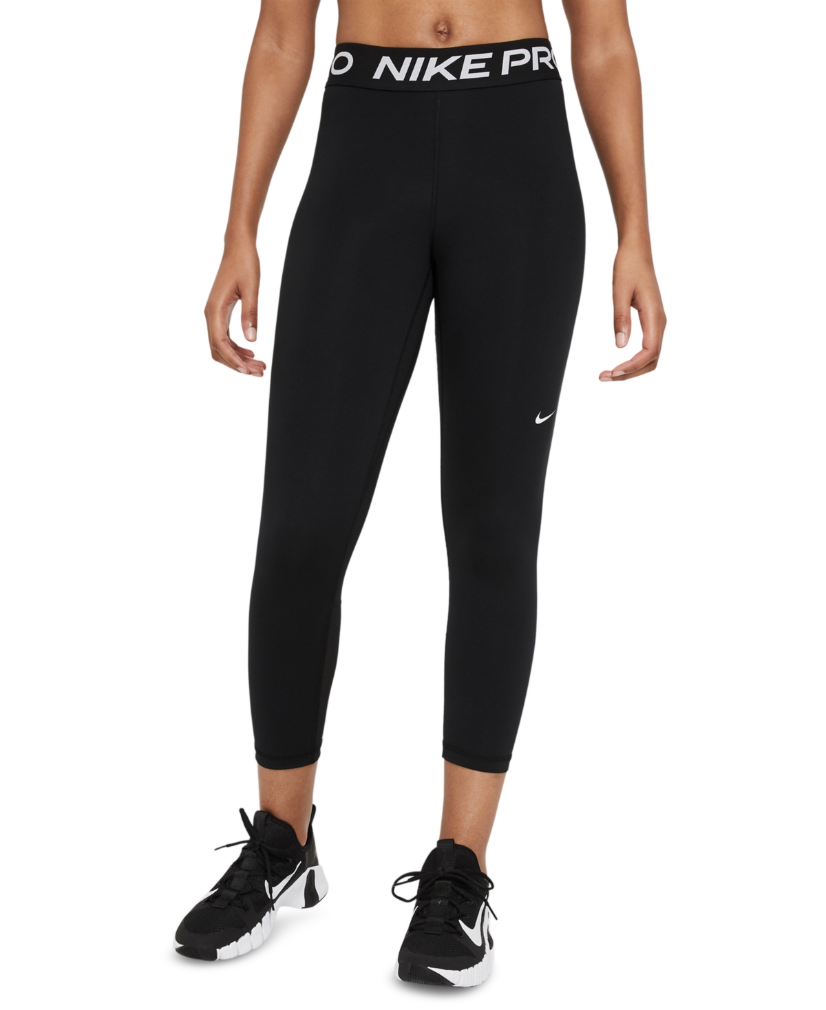 Pro 365 Women's Mid-Rise Cropped Mesh Panel Leggings - Black