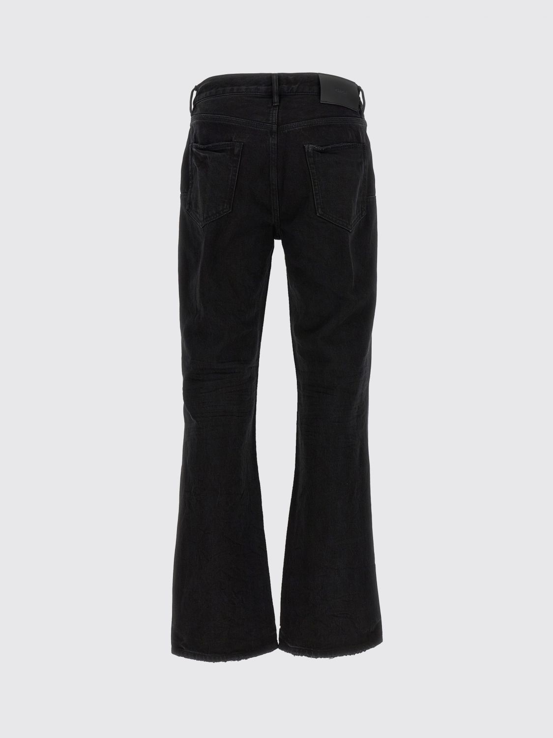 P026 Straight-Leg Mid-Rise Jeans in Worn-Effect Black Denim