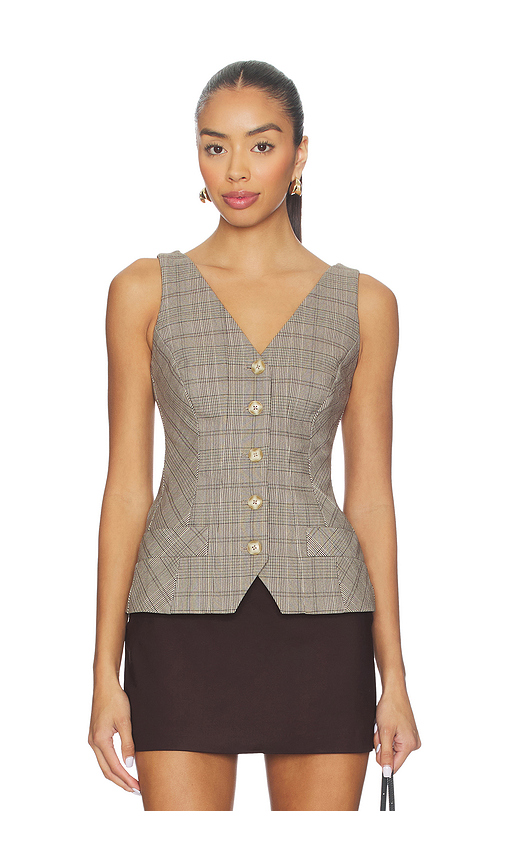 Good American Plaid Vest in Grey. - M also in