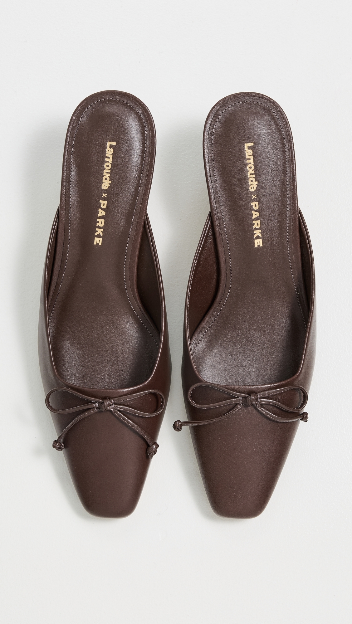 Larroude x Parke Mules Luster Calf Brown