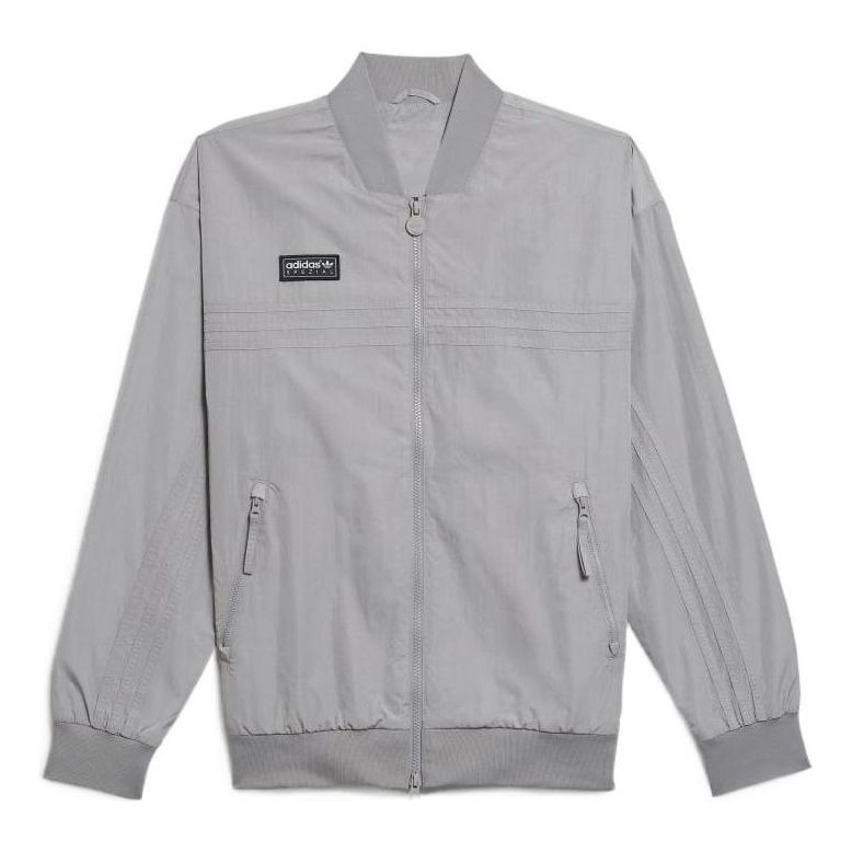Men's originals x Spezial Crossover Logo Zipper Solid Color Pocket Jacket Gray