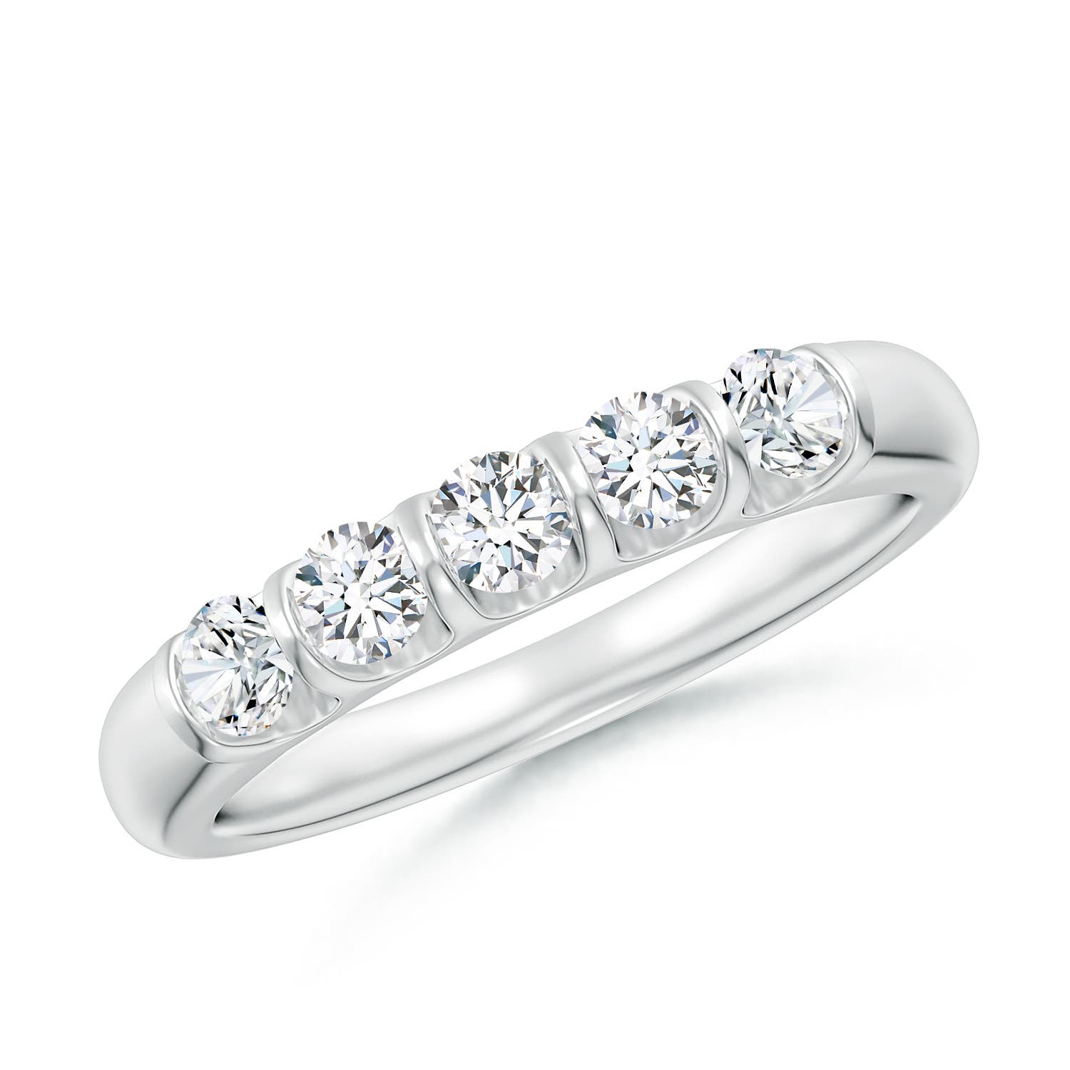 Angara 0.53 Carat Bar Set Five Stone Round Diamond Wedding Ring for Her in Platinum
