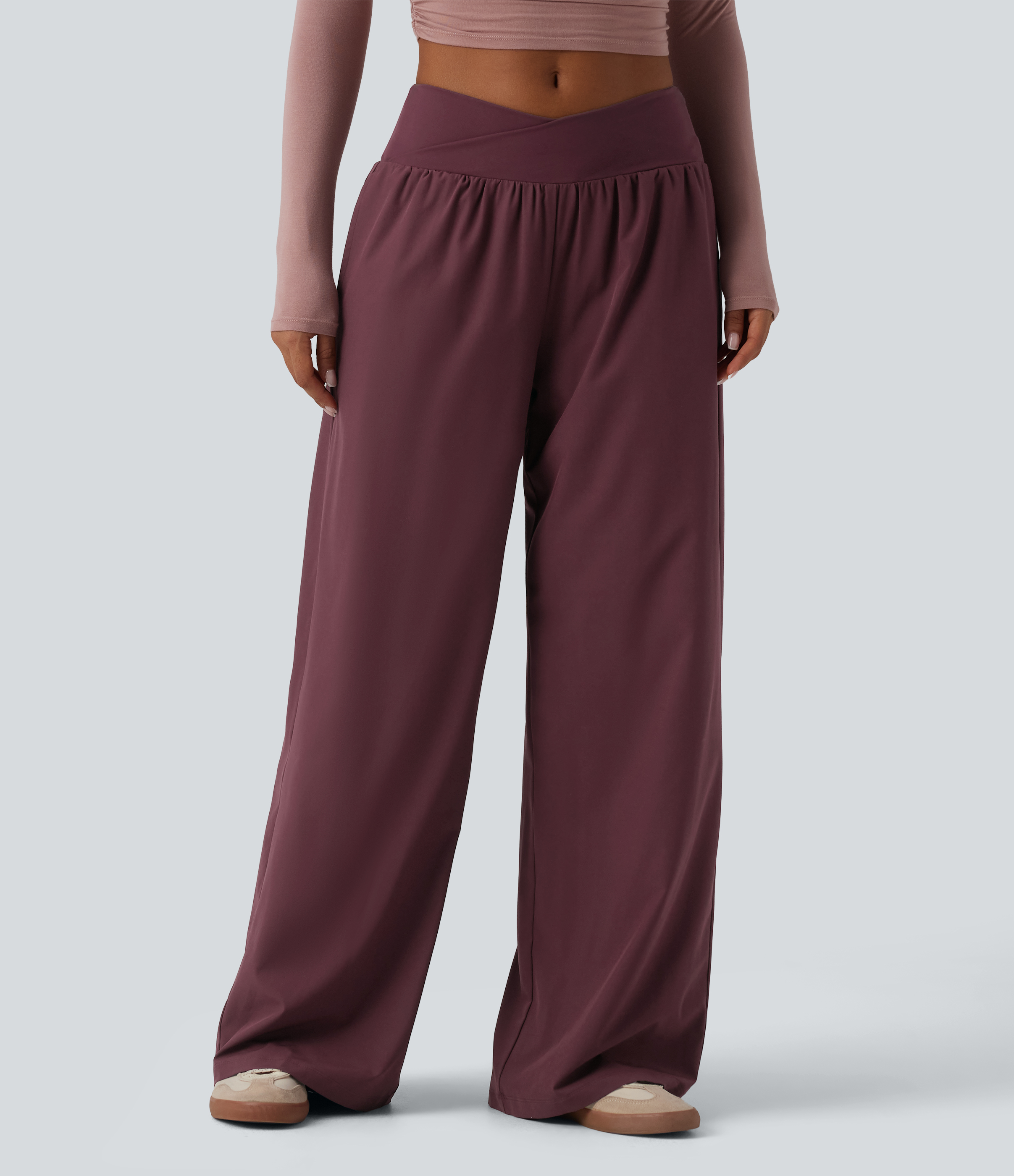 Halara Crossover Low Rise Casual Baggy Trousers with Pockets - Fig - XLregular