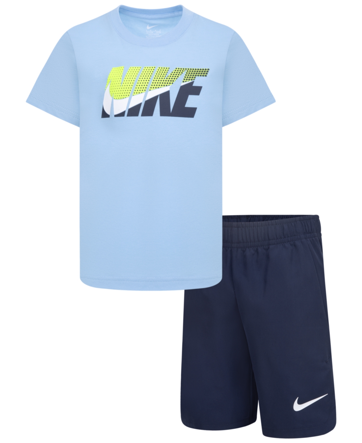 Little Boys T-shirt and Woven Shorts, 2 Piece Set - Midnight Navy