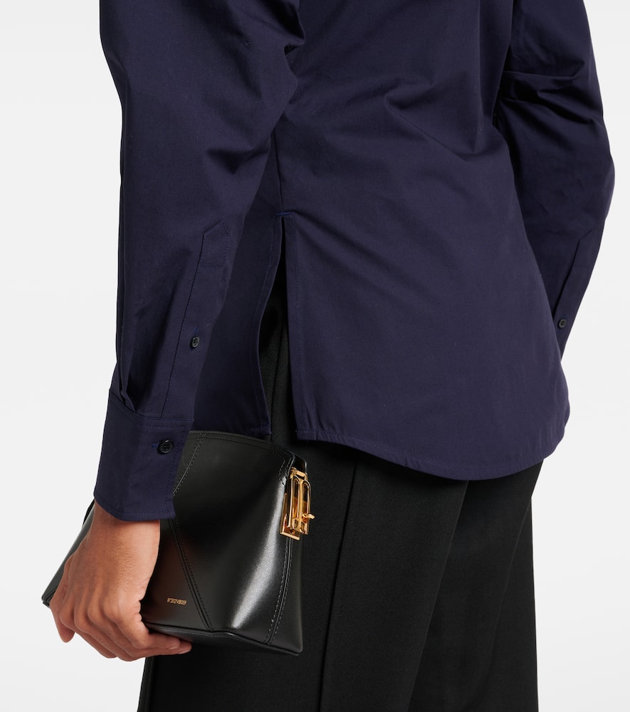 Gathered cotton-blend shirt