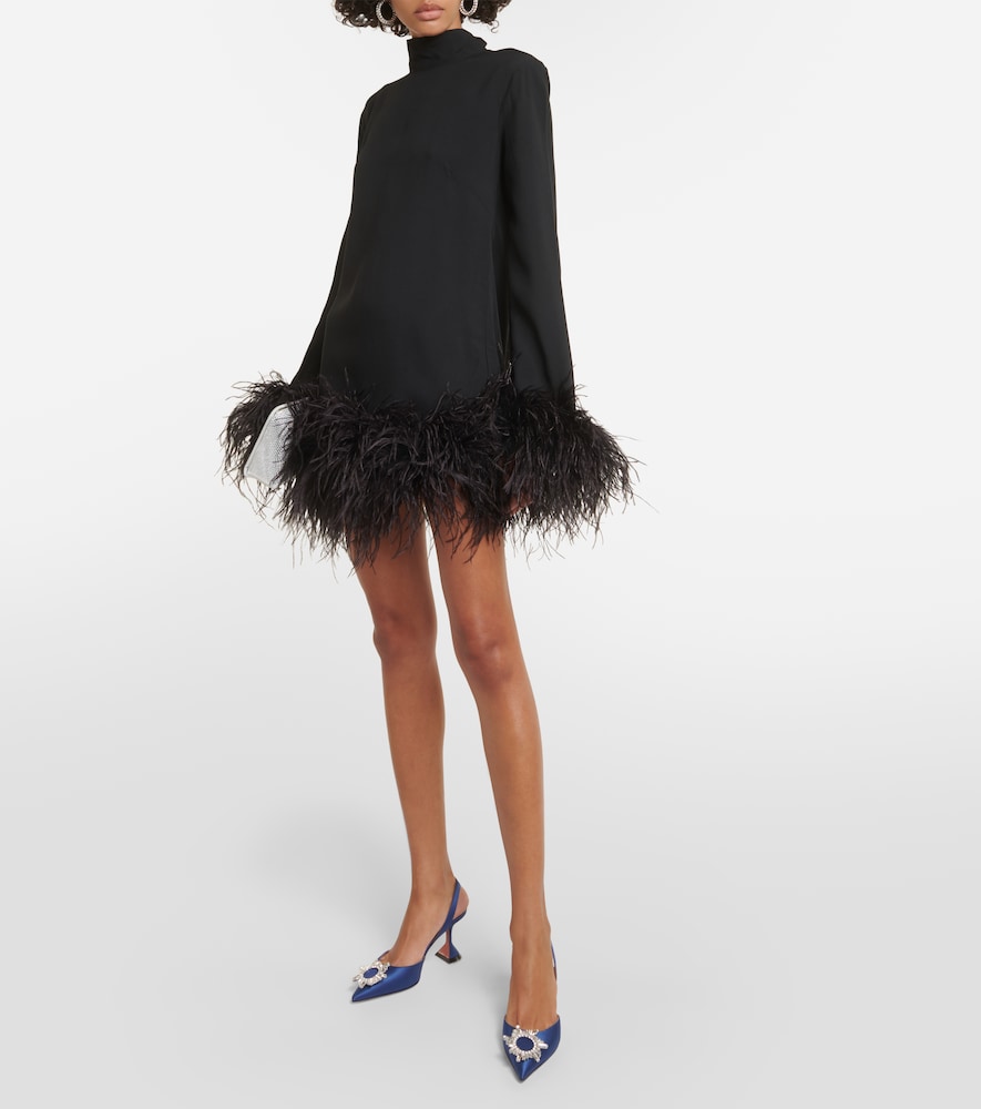 Piccolo Ubud feather-trimmed minidress