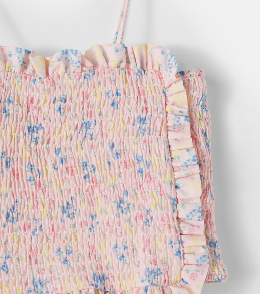 Sabina floral shirred cotton top and shorts set